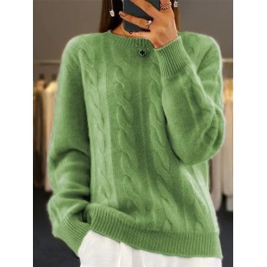 Women Half Turtleneck Cable Knit Sweater Winter Pullover