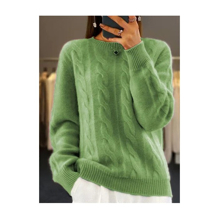 Women Half Turtleneck Cable Knit Sweater Winter Pullover