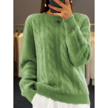 Women Half Turtleneck Cable Knit Sweater Winter Pullover