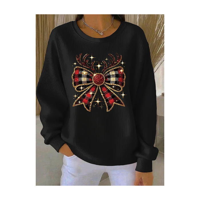 Women Christmas Crew Neck Printing Casual Spring/Fall Long Sleeve Sweatshirt