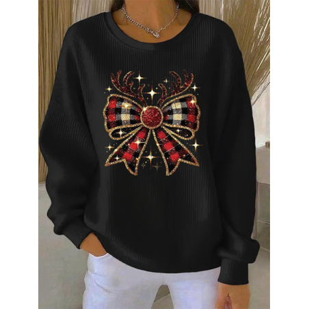 Women Christmas Crew Neck Printing Casual Spring/Fall Long Sleeve Sweatshirt