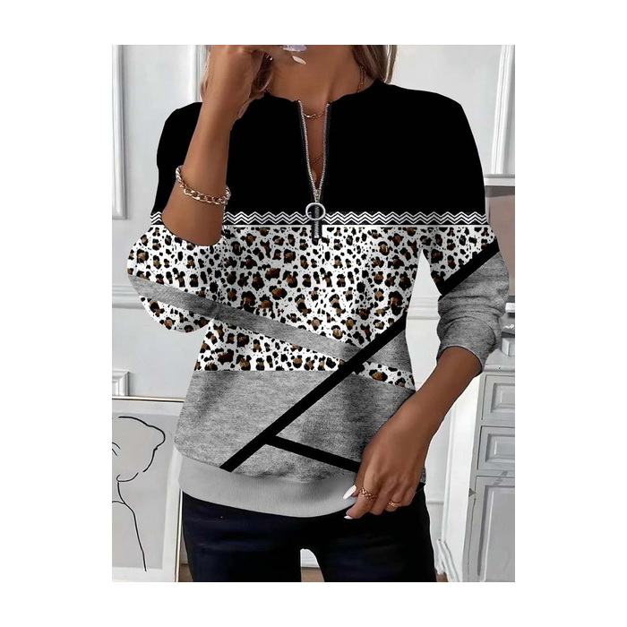 Women Abstract Crew Neck Printing Casual Spring/Fall Long Sleeve Sweatshirt