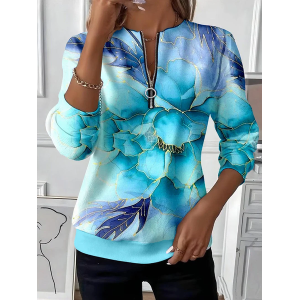 Women Abstract Crew Neck Printing Casual Spring/Fall Long Sleeve Sweatshirt