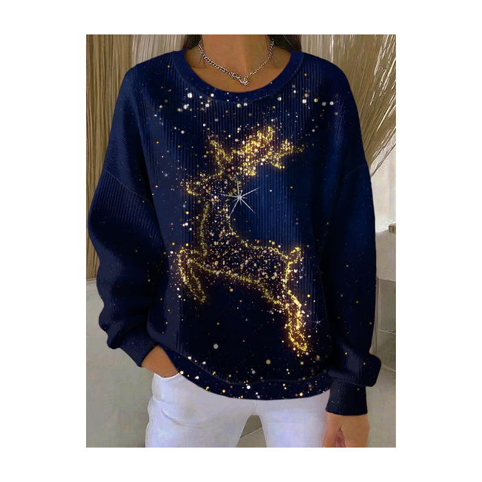 Women Christmas Crew Neck Printing Casual Spring/Fall Long Sleeve Sweatshirt