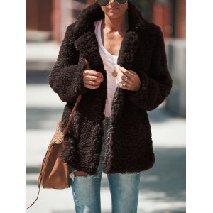 Women Spring/Fall Outerwear Vintage Split Joint Plain Long Sleeve Shawl Collar Jacket