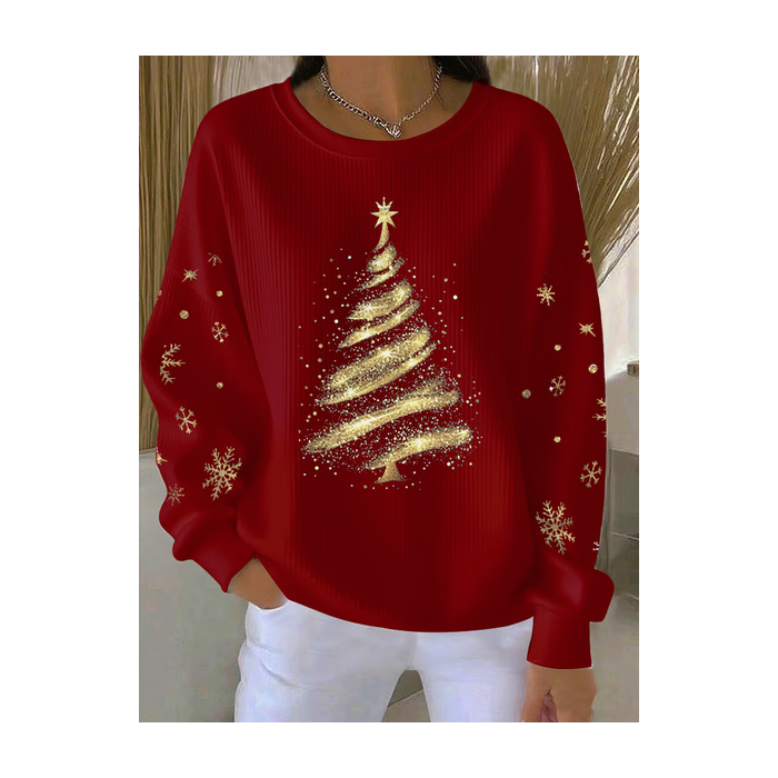 Women Christmas Crew Neck Printing Casual Spring/Fall Long Sleeve Sweatshirt