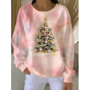 Women Christmas Crew Neck Printing Casual Spring/Fall Long Sleeve Sweatshirt