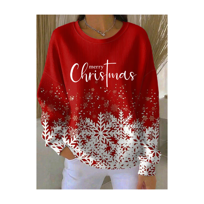 Women Christmas Crew Neck Printing Casual Spring/Fall Long Sleeve Sweatshirt