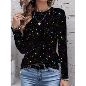 Women Christmas Long Sleeve Tee T-shirt Crew Neck Printing Casual Spring/Fall Graphic Tee Top