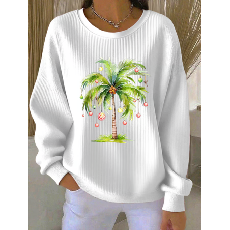 Women Christmas Crew Neck Printing Casual Spring/Fall Long Sleeve Sweatshirt