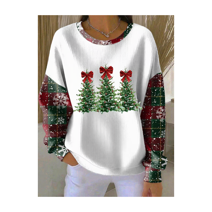 Women Christmas Crew Neck Printing Casual Spring/Fall Long Sleeve Sweatshirt