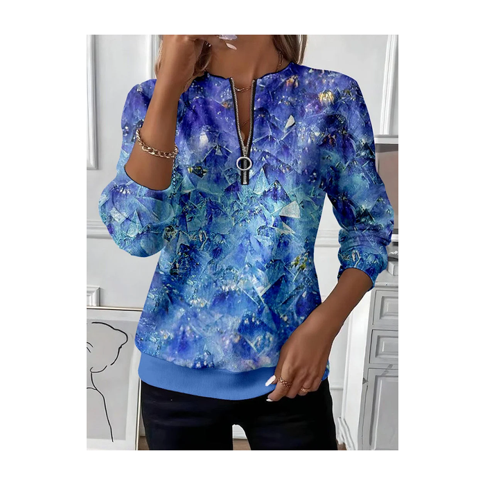 Women Abstract Crew Neck Printing Casual Spring/Fall Long Sleeve Sweatshirt