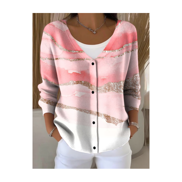 Women Abstract Casual Spring/Fall Printing Cardigan