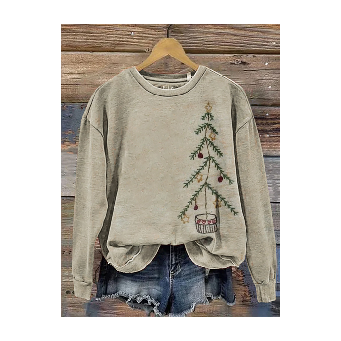 Women Christmas Crew Neck Printing Casual Spring/Fall Long Sleeve Sweatshirt