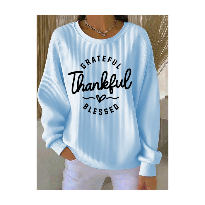 Women Text Letters Crew Neck Casual Spring/Fall Long Sleeve Sweatshirt