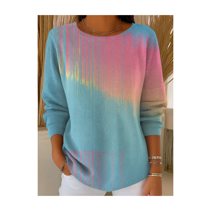 Women Abstract Printing Spring/Fall Casual Long Sleeve Crew Neck Sweater