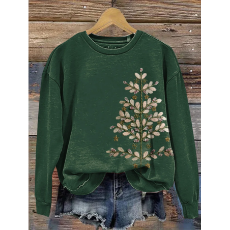 Women Floral Crew Neck Printing Casual Spring/Fall Long Sleeve Sweatshirt