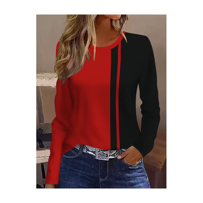 Women Abstract Long Sleeve Tee T-shirt Crew Neck Printing Casual Spring/Fall Graphic Tee Top