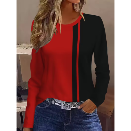 Women Abstract Long Sleeve Tee T-shirt Crew Neck Printing Casual Spring/Fall Graphic Tee Top