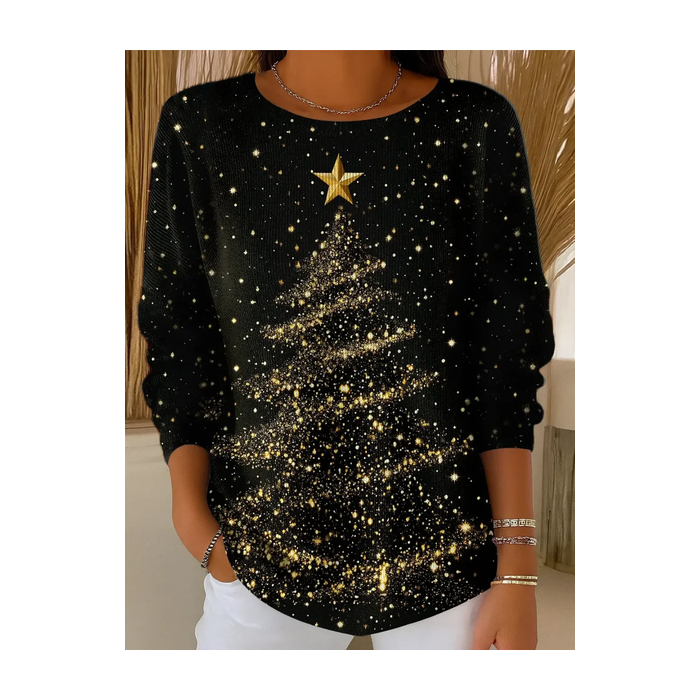 Women Christmas Printing Spring/Fall Casual Long Sleeve Crew Neck Sweater
