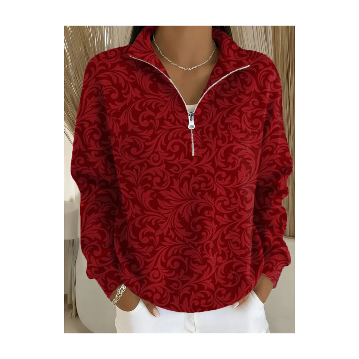 Women Floral Shawl Collar Printing Casual Spring/Fall Long Sleeve Sweatshirt