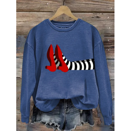 Women's Crew Neck Halloween Printing Vintage Spring/Fall Long Sleeve Sweatshirt