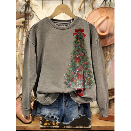 Women Christmas Crew Neck Printing Casual Spring/Fall Long Sleeve Sweatshirt