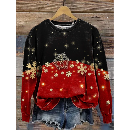 Women Christmas Crew Neck Printing Casual Spring/Fall Long Sleeve Sweatshirt