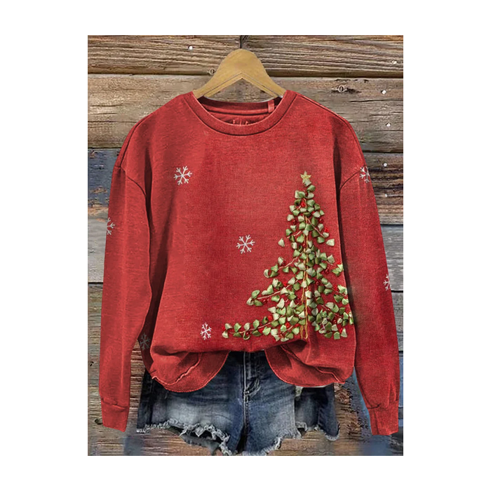 Women Christmas Crew Neck Printing Casual Spring/Fall Long Sleeve Sweatshirt