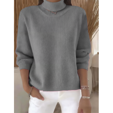 Women Plain Spring/Fall Casual Long Sleeve Turtleneck Sweater