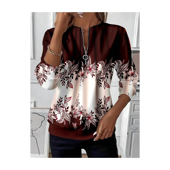 Women Floral Crew Neck Printing Casual Spring/Fall Long Sleeve Sweatshirt