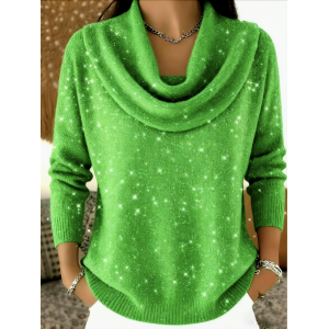 Women Plain Spring/Fall Casual Long Sleeve Crew Neck Cotton Sweater