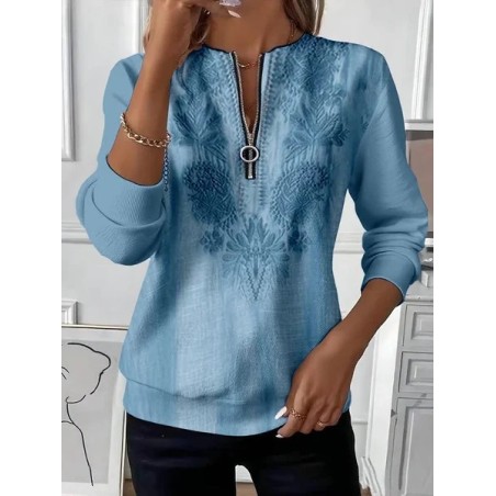 Women Floral Crew Neck Printing Casual Spring/Fall Long Sleeve Sweatshirt