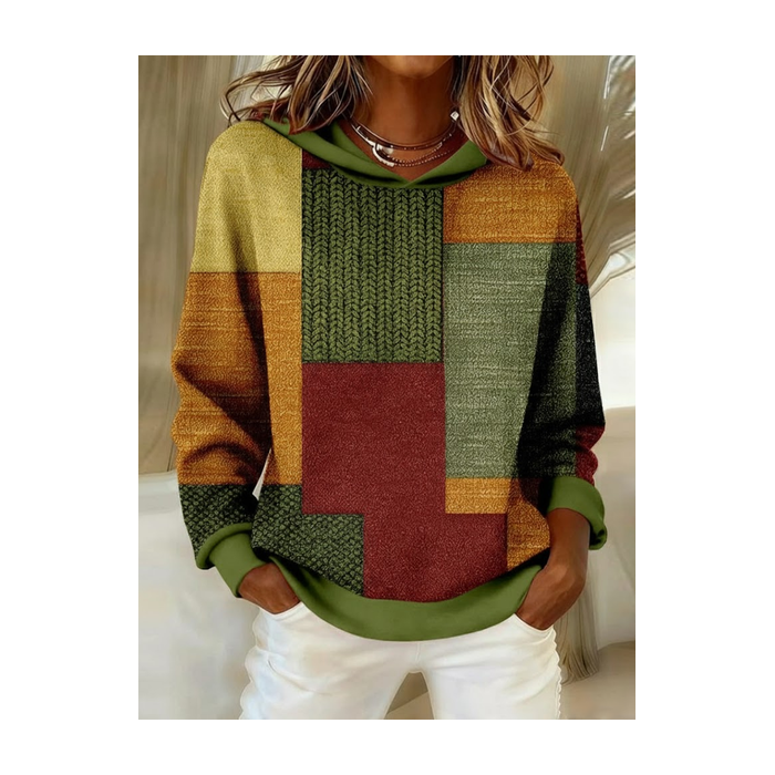 Women Multicolor Block Spring/Fall Printing Long Sleeve Casual Daily Hoodie