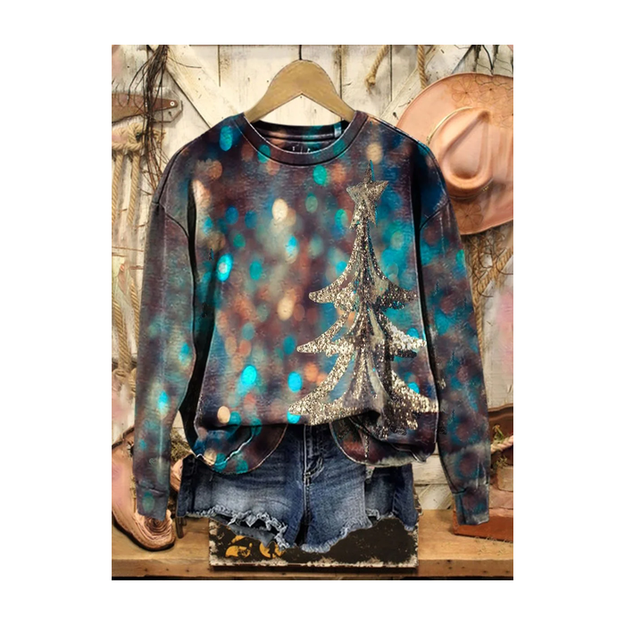 Women Christmas Crew Neck Printing Casual Spring/Fall Long Sleeve Sweatshirt