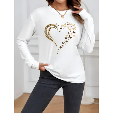 Women Leopard Long Sleeve Tee T-shirt Crew Neck Printing Casual Spring/Fall Graphic Tee Top