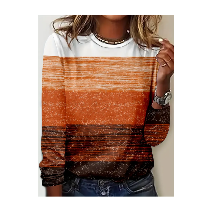 Women Abstract Long Sleeve Tee T-shirt Crew Neck Printing Casual Spring/Fall Graphic Tee Top