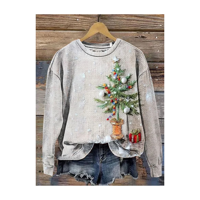 Women Christmas Crew Neck Printing Casual Spring/Fall Long Sleeve Sweatshirt