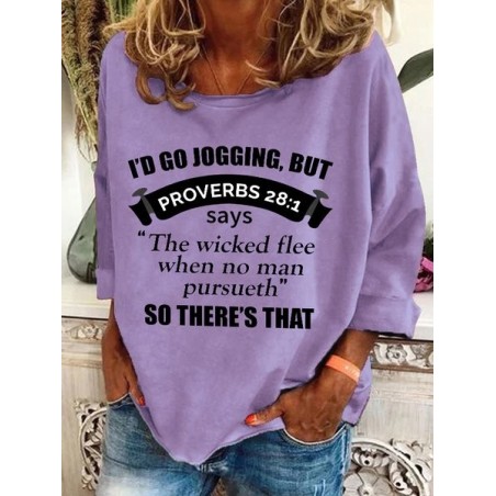 Women Text Letters Crew Neck Casual Spring/Fall Long Sleeve Sweatshirt