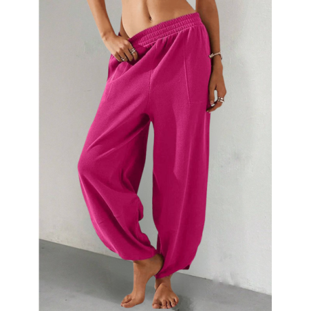 Women Plain Long Elastic Waist Pants Casual Spring/Fall Trousers
