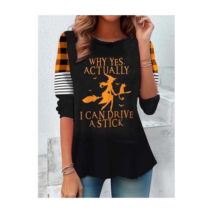 Women's Long Sleeve Tee T-shirt Spring/Fall Halloween Printing Jersey Crew Neck Daily Going Out Vintage Top