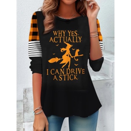 Women's Long Sleeve Tee T-shirt Spring/Fall Halloween Printing Jersey Crew Neck Daily Going Out Vintage Top