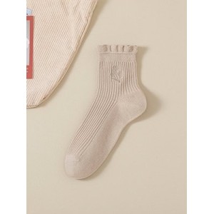 Cotton Embroidery Sweat-absorbent Trendy Japanese Style Cute Fungus Lace Mid-tube Women's Socks Breathable Pile Socks