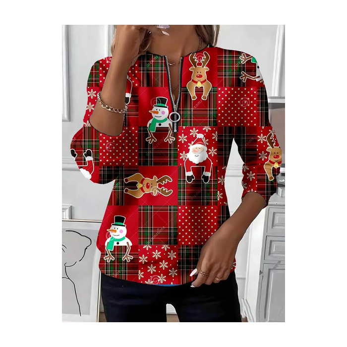 Women Christmas Crew Neck Printing Casual Spring/Fall Long Sleeve Sweatshirt