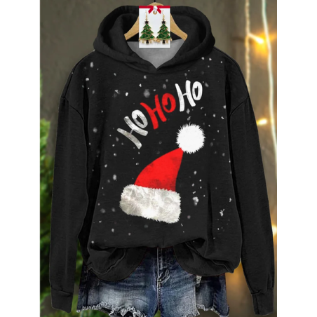 Women Christmas Spring/Fall Printing Long Sleeve Casual Daily Hoodie