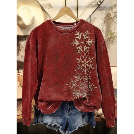 Women Christmas Crew Neck Printing Casual Spring/Fall Long Sleeve Sweatshirt