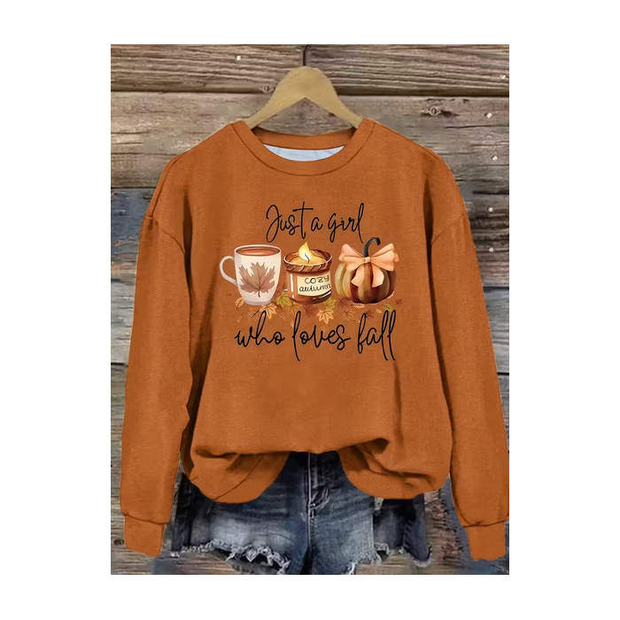 Women Maple Leaf Crew Neck Printing Casual Spring/Fall Long Sleeve Sweatshirt