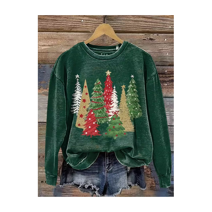 Women Christmas Crew Neck Printing Casual Spring/Fall Long Sleeve Sweatshirt
