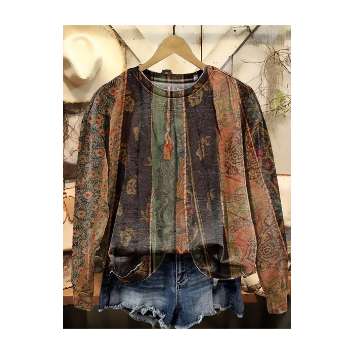 Women Abstract Crew Neck Printing Casual Spring/Fall Long Sleeve Sweatshirt