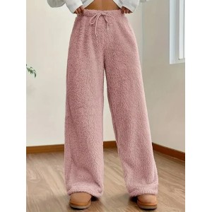Women Plain Long Elastic Waist Pants Casual Spring/Fall Trousers